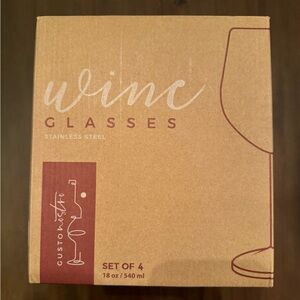 Black stainless steel stemmed wine glasses (set of 4)